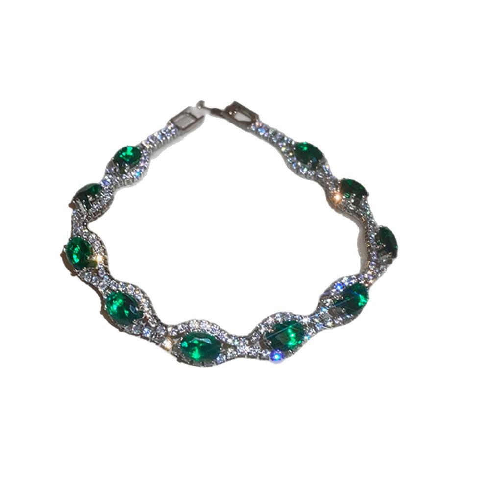 High‑End Light‑Luxury Diamond‑Inlaid Crystal Bracelet, Exquisite Sparkling Celebrity‑Style Niche‑Design Temperament Hand Jewelry