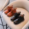 Autumn Winter Children Boots Boys Girls Short Boots Toddler Fashion Leather Shoes England Soft Bottom Boots E08142
