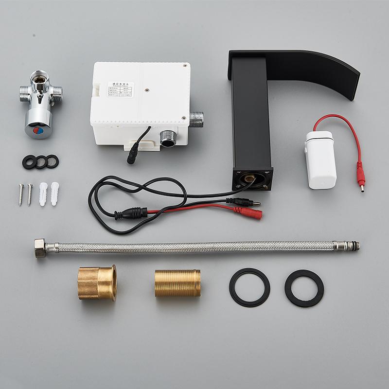 Luxury Matte Black Sensor Bathroom Faucet Cold and Hot Deck Mounted Tap Short and Tall Sink Mixer