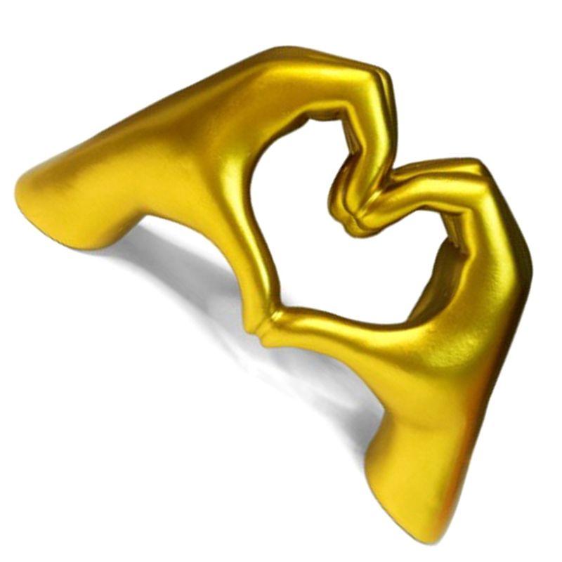 A20F-Heart Hands Sculpture Gold Decor For Living Room Bedroom Apartment Bookshelf Table, Aesthetic Romantic Statues Decor