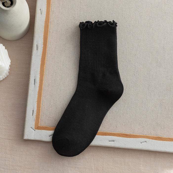 

Female Spring and Autumn Pure Color All Kinds of Lovely Fungus Lace in The Tube Pile Socks 1 pair