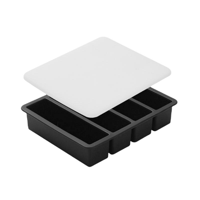 1/1pc 1-grid Large Rectangular Ice Cube Mold with Lid Whiskey Ice Tray Mold Stackable Freezing Tray Kitchen Easy-Release Tools
