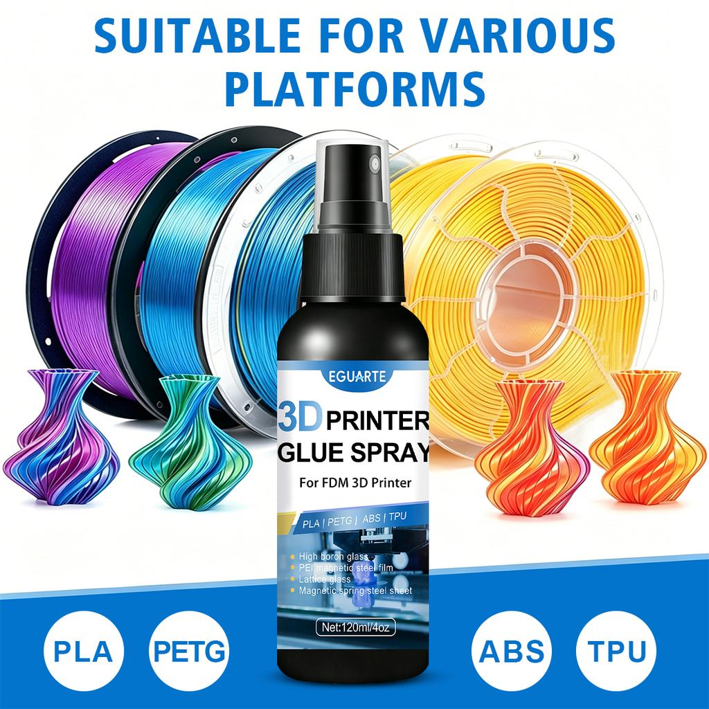 High-Strength 3D Print Platform Glue Spray, Heat Bed Adhesive To Stop Warping, Compatible with TPU/PLA, Easy Apply