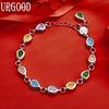 Fashion Colorful Teardrop-Shaped Aaa Zircon 925 Sterling Silver Bracelet Jewelry