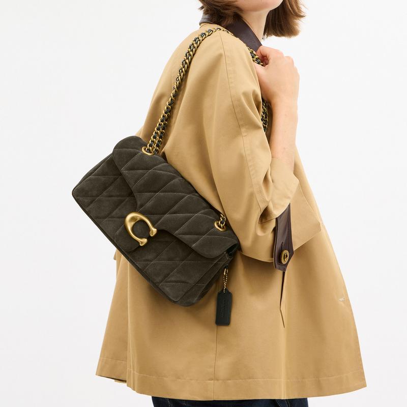 Coach Tabby 26 Bronze Hardware Split Leather Crossbody Shoulder Bag Medium Women's Olive Green