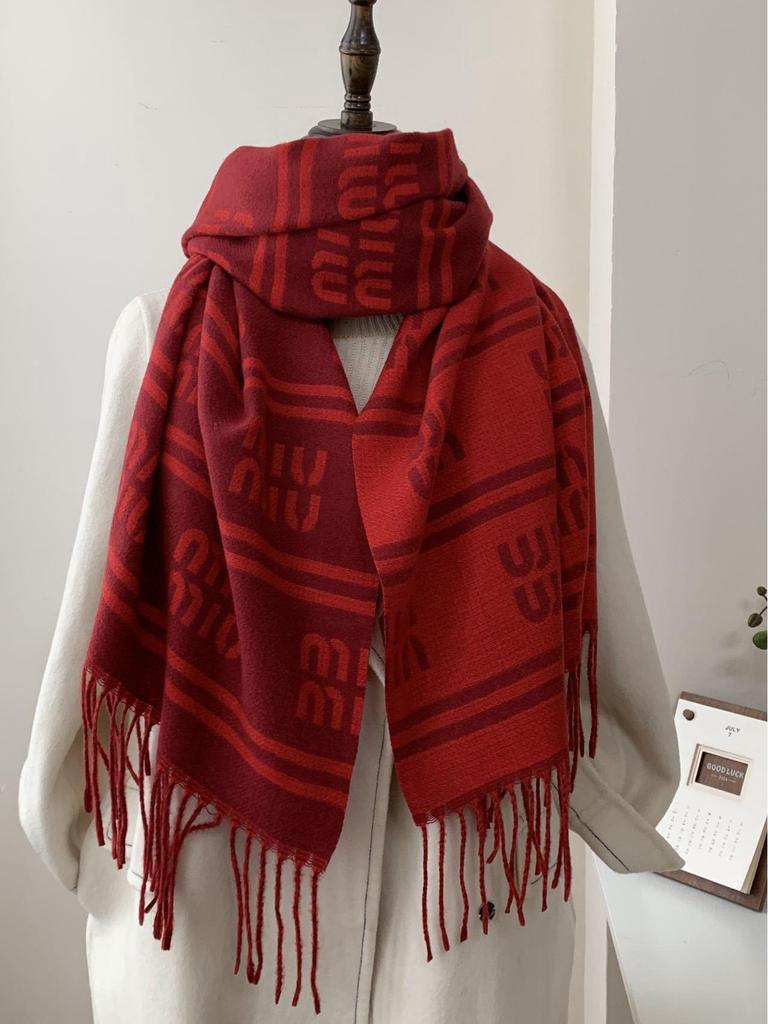 Women's Double-Sided Faux Cashmere Tassel Shawl - Warm, Thick High-End Autumn & Winter Scarf
