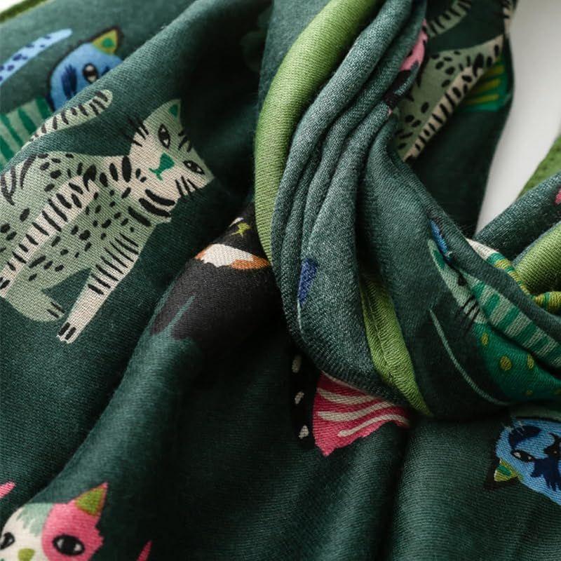 Used [New] [kinaviola] Cat Scarf Shawl Muffler Wrap Large Size All Season Women's Fashion Accessory Natural Stylish Cat Goods Cat Gifts (Green) 1