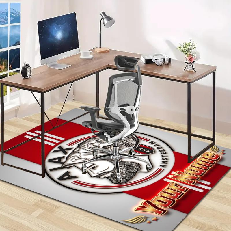 Ajax FC Design Area Rug Personalized Name- Non-Slip, Soft & Cozy Floor Mat for Living Room, Office - Indoor/Outdoor Carpet