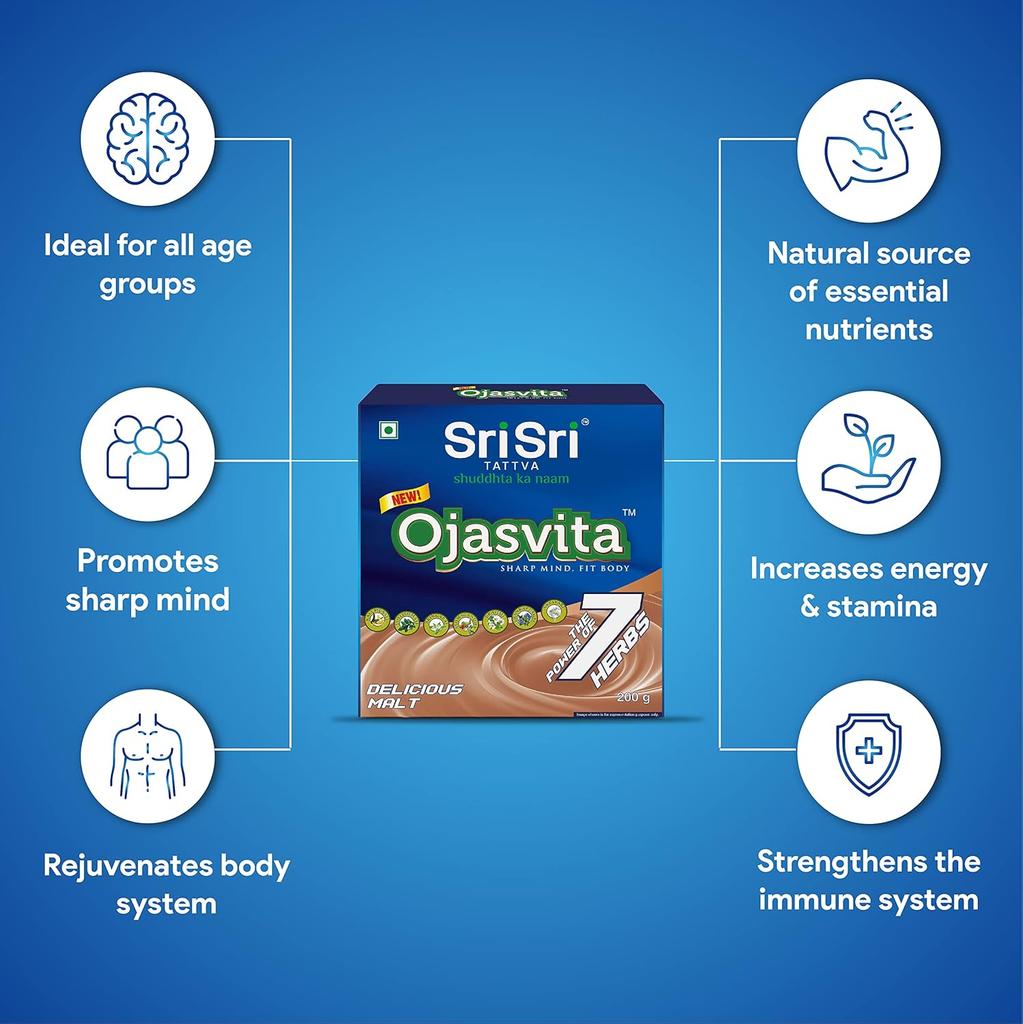 Sri Sri Tattva Ojasvita Malt Powder Drink Mix For Daily Vitality Focus And Nutrition 200 g Pack Of 1