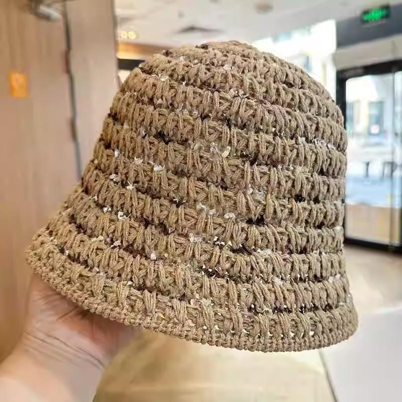 Trendy Commuter Mesh Bucket Hat Women's Breathable Sun Protection Top Hat 2024 New Face-shaping Fashion Hat