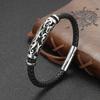 Men's Stainless Steel Bracelets Handwoven Leather Bangles European American Style Male Jewelry Fashion Accessory Gift