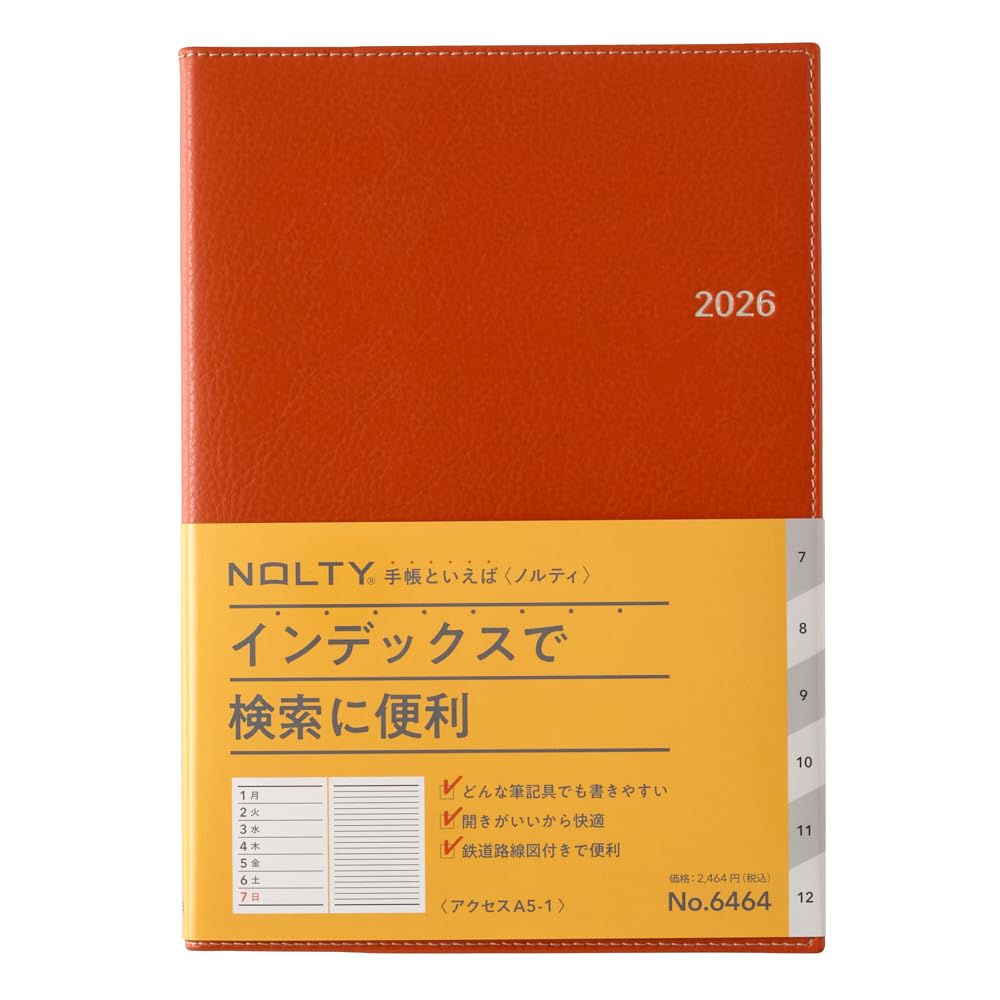 NOLTY Planner 2026 A5 Weekly Access 1 Orange 6464 December (Starts 2025)