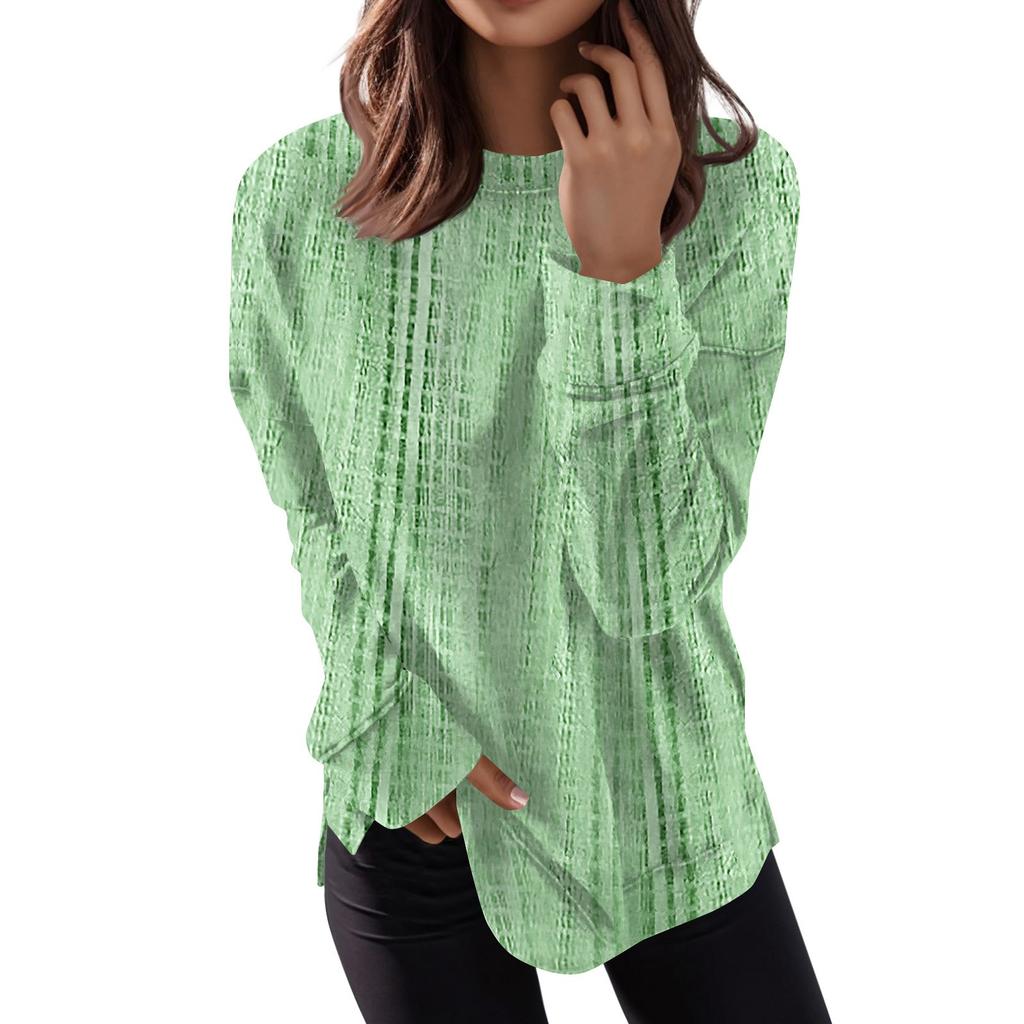 Women's Round Neck Tops Cotton Women's Casual Fashion Print  Long Sleeve O-Neck Pullover Top Blouse