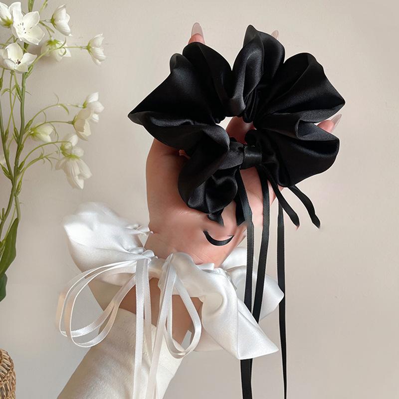 Fabric Satin Bow Streamer Large Intestine Hair Band Women's Fresh and Fashionable Head Flower Versatile Headgear Hair Accessories