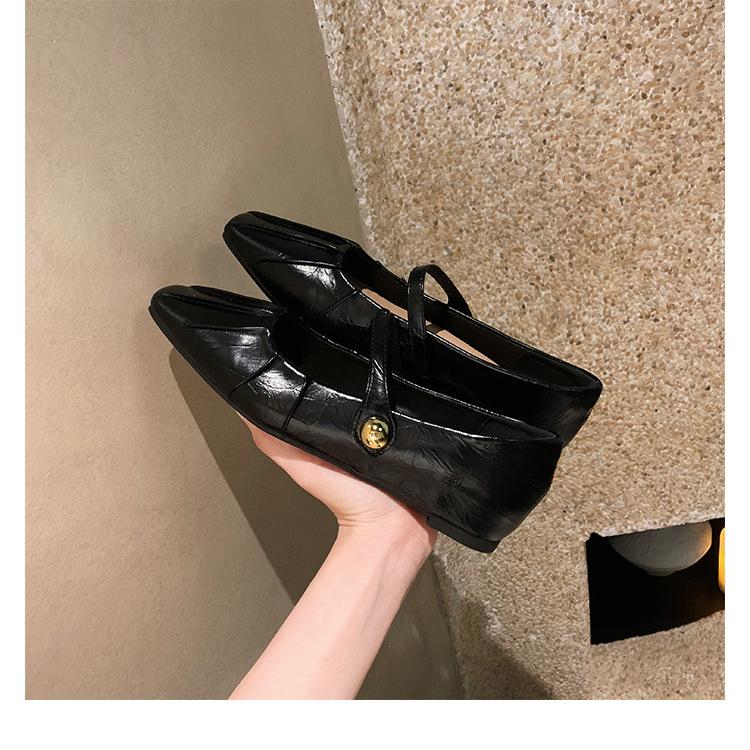 Sheepskin version~ inner height increase pleated leather silver single shoes women's ballet style platform Mary Jane ladyshoes ballet shoes