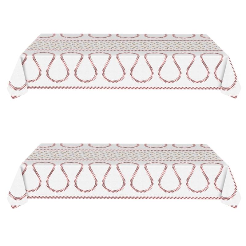 Pack of 2 User Friendly Reusable Tablecloths Feature Baseball Design Simple Wipe Cleaning Front Ideal for Festival Celebration 1