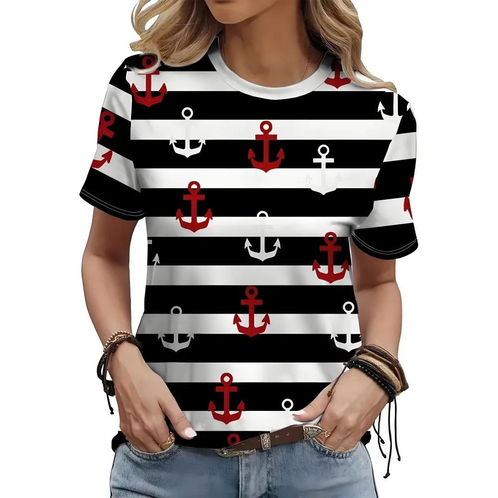 

Retro Striped Style Fun 3D Printed Short Sleeved T-shirt Fashionable Comfortable Soft Breathable Large Loose Summer T-shirt S