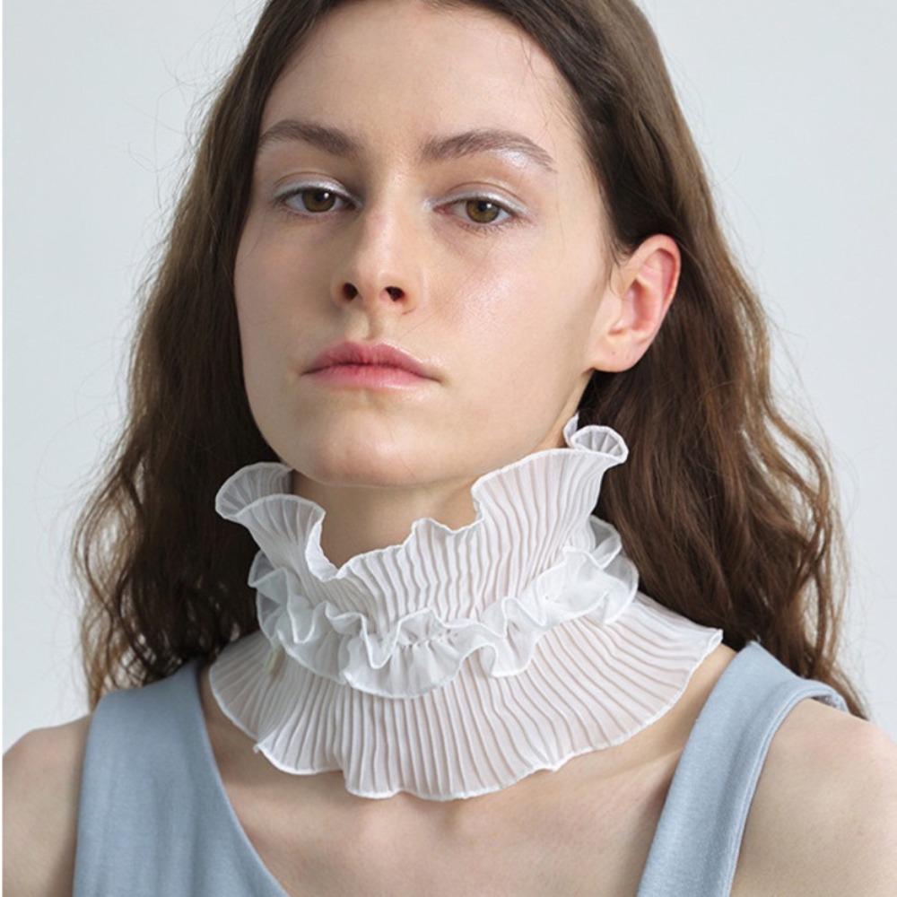 Detachable Fake Collar Ruffled Edge Cloak Scarf New High Neck Collar Women Girls