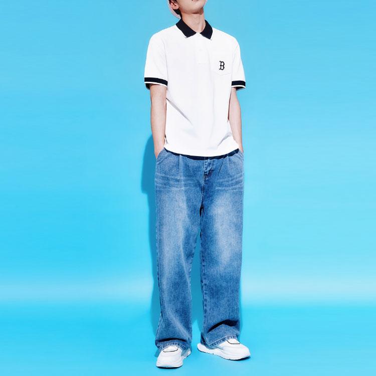 New MLB SS23 Polo Shirt Men's White 3LPQB0133-43IVS