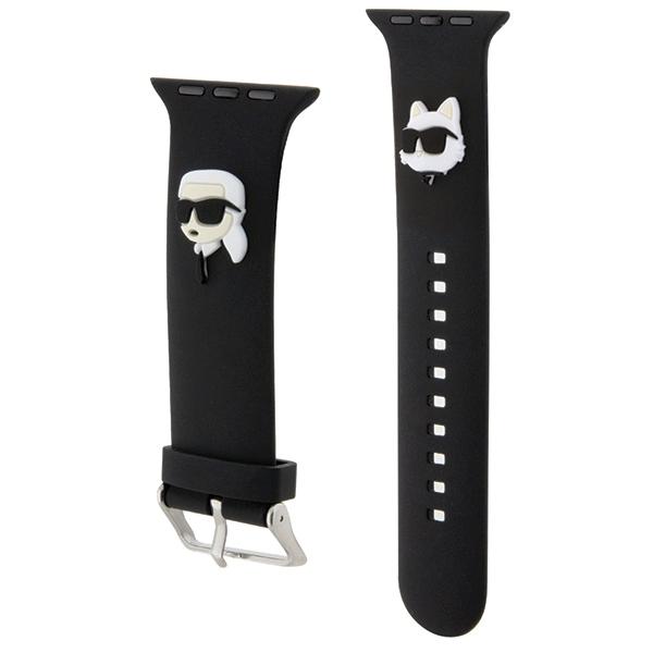 Karl Lagerfeld Pasek Klawlslkcnk Apple Watch 42/44/45/49Mm Czarny/Black Strap 3D Rubber Karl&Choupette Heads