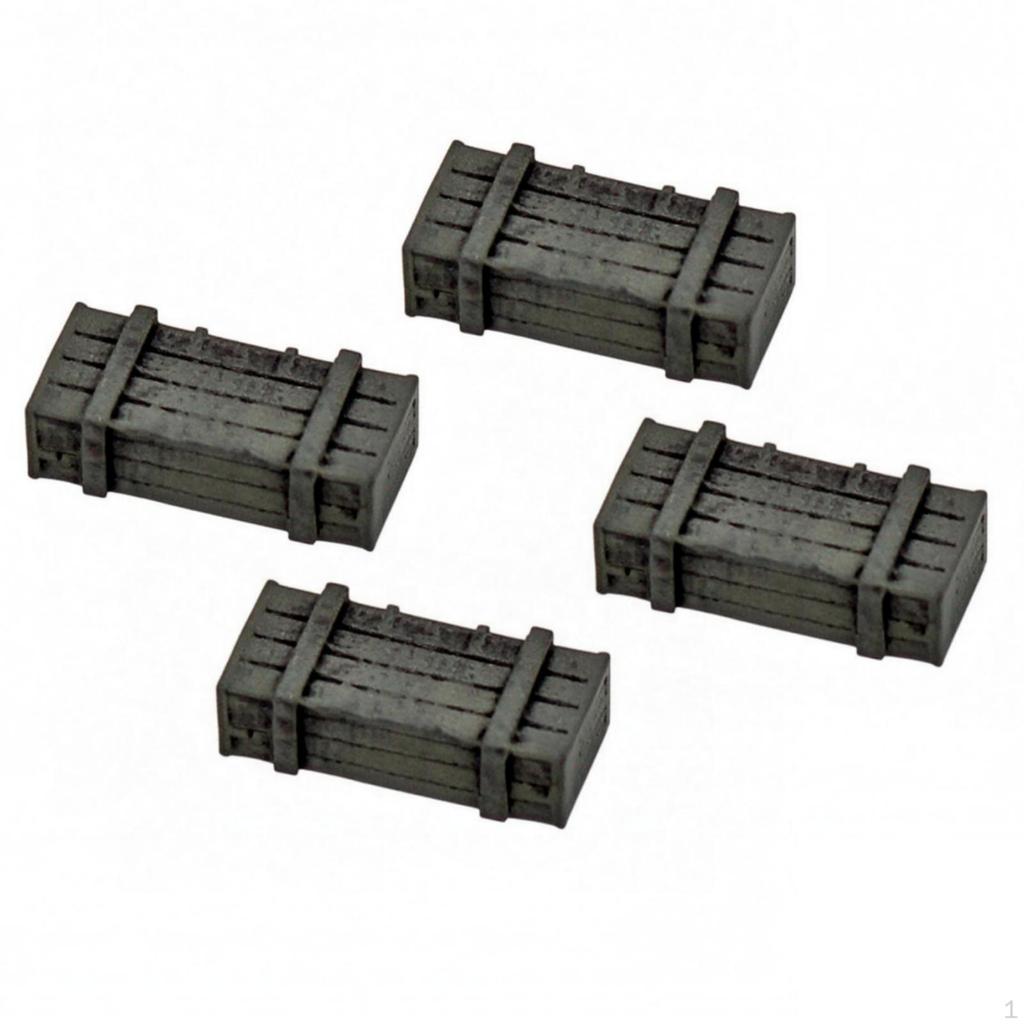 4 Pieces 1:72 Scale Crate PrePainted Mini Wooden 3D Printed Diorama Prop for Model Builders