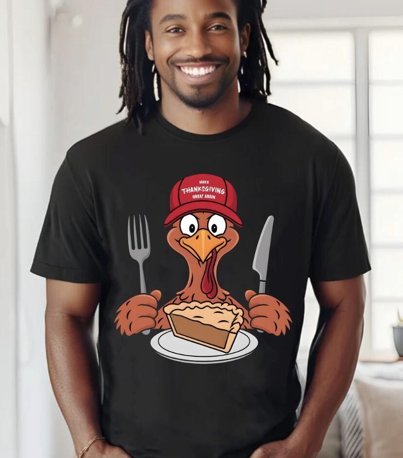 Make Thanksgiving Great Again Funny Black T-Shirt S-5XL, Gildan 5000 Unisex T-Shirt S