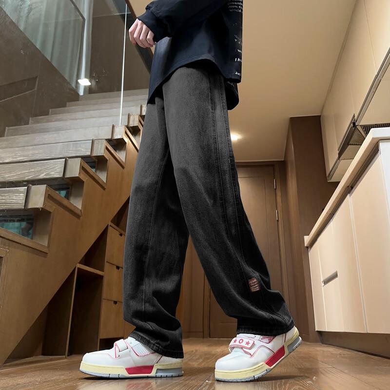 TonLion Men's Straight Leg Jeans with Side Patch