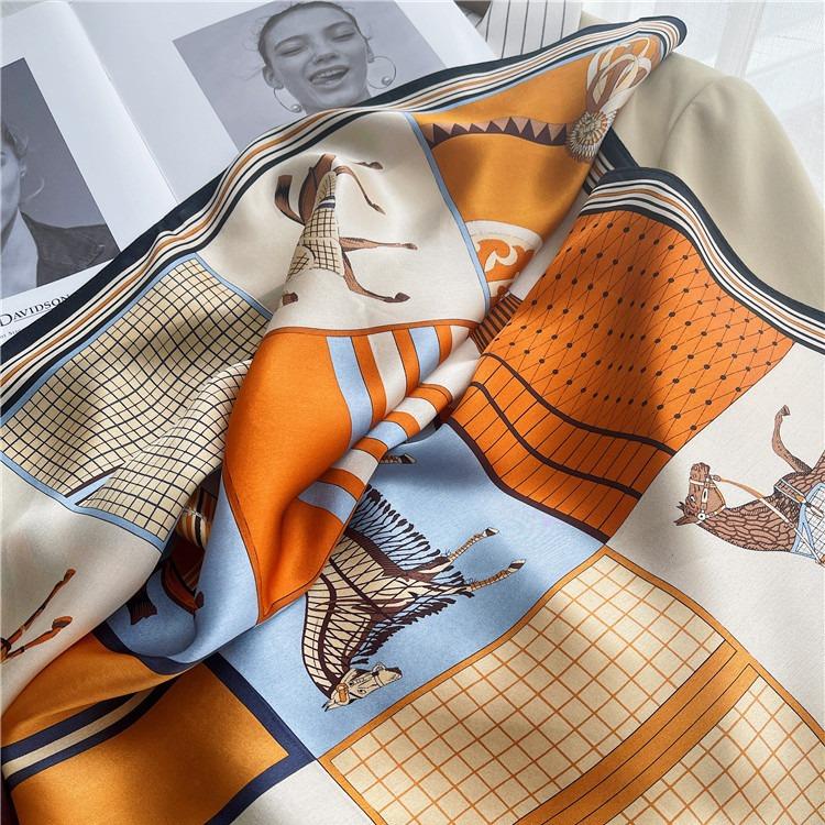 Fashion Horse Silk Mulberry Silk Mother'S Day Gift Silk Scarf Mom Girl Summer Chinese Square Scarf Shawl Scarf