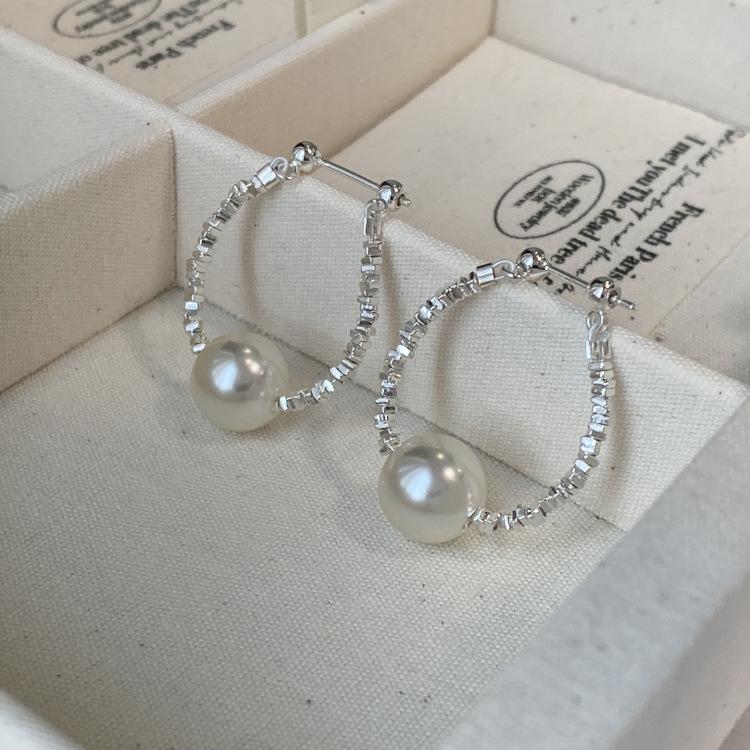 Broken Silver Manta Rose Shijia Pearl Long Fringed Ear Buckle Versatile Exquisite Niche Earrings Earrings