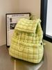 Schoolbag Down Backpack Women's New Commuter Travel Large Capacity Backpack Light Fluffy Plaid Casual Korean Bag
