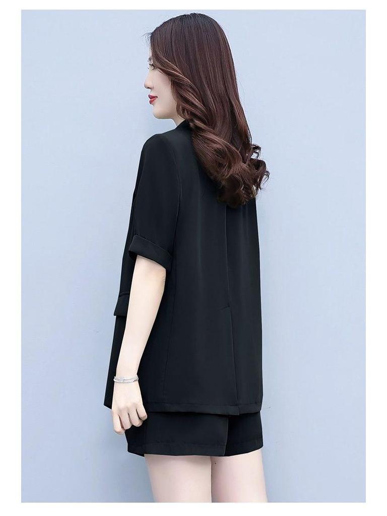 2024 Summer Korean Style Women's Blazer & Shorts Set - Thin, Casual, Elegant Two-Piece