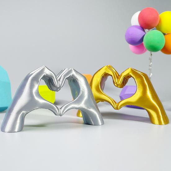 3D Printed Love Gesture Figurine Love Heart Hand Shape Statue Sculpture Home Office Wedding Party Desktop Decoration Ornament