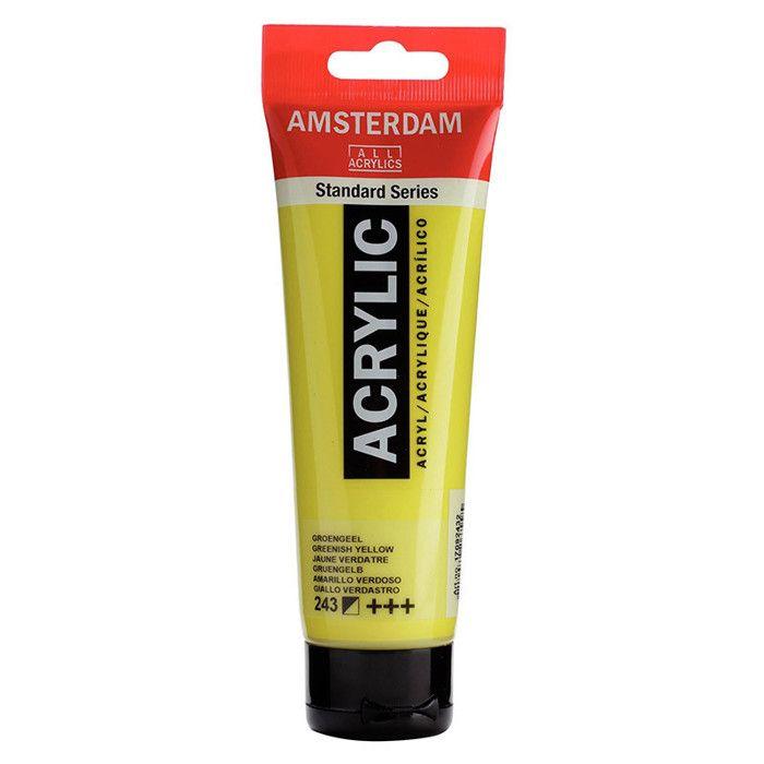 Peinture acrylique - Amsterdam - Tube 120ml - Jaune Verdâtre - Résistance à la lumière - Finition satinée