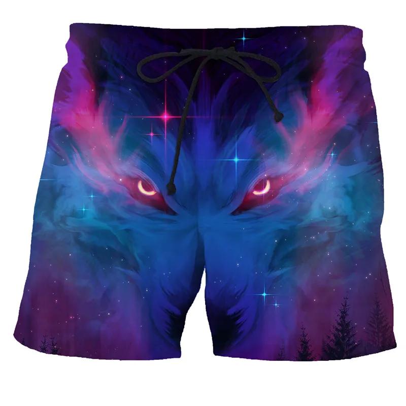 Quick Dry Bermuda Surf Swimming Shorts Animal Trunks Funny Wolf Men Summer Shorts Boxers Newest 3D Wolf Print Men Beach Shorts