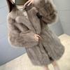 Imitation fox fur jacket women's suit collar Haining medium and long fur integrated thin fur coat