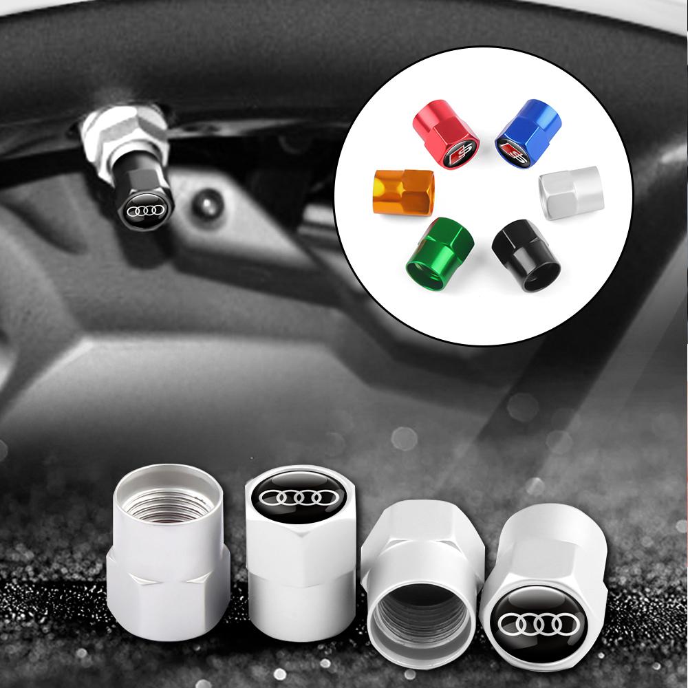 4Pcs Car Accessories 3D Metal Wheel Tire Valve Caps Auto Accessories For Audi S A4 B8 8P A3 A5 A6 C7 A1 A7 A8 Q2 Q3 Q5 Q7 Q8 TT