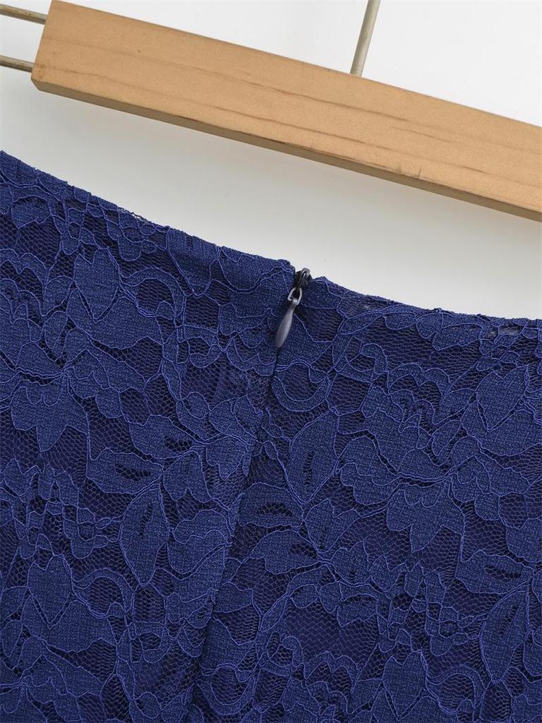 Schlankmachender Spitzen-Midirock mit hoher Taille für Damen für Frühling & Herbst