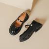 Retro British Shallow Mouth Small Leather Shoes Women's Spring and Summer New Round Head One-word Buckle Belt JK Versatile Japanese Mary Jane Singl