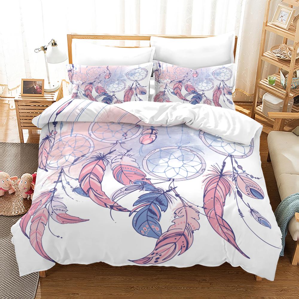 Dreamcatcher Duvet Cover Set Bohemian Mandala Bedding Set For Girls Adults Purple Polyester Comforter Cover King Queen Full Size