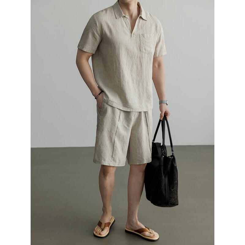Hengyuanxiang Men's Linen Blend Casual Shorts