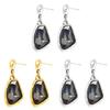 Copper Gold Water Drop Earrings With Silver Ear Pins For Women Fashion Jewelry