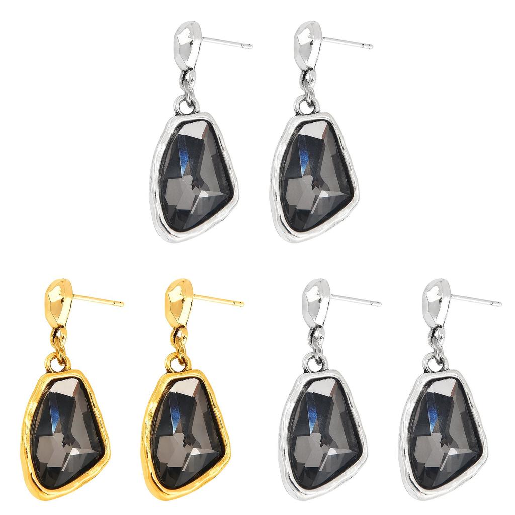 Copper Gold Water Drop Earrings With Silver Ear Pins For Women Fashion Jewelry