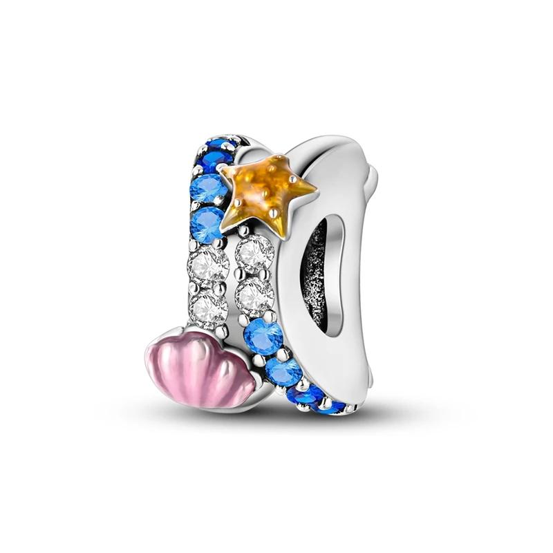 Seastar Turtle Ship Mermaid Ocean Series Pendant Fit Charm Copper Bracelet Diy Women Jewelry Gift Boutique Charms