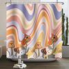 70s Retro Rainbow Shower Curtain Hippy Funky Cartoon Mushroom Floral Bathroom Curtain Polyester Waterproof Fabric Bathtub Screen