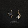 Astronaut Earrings Moon Planet Asymmetrical Stud Earrings Femininity Personality Girl No Pierced Ear Clips