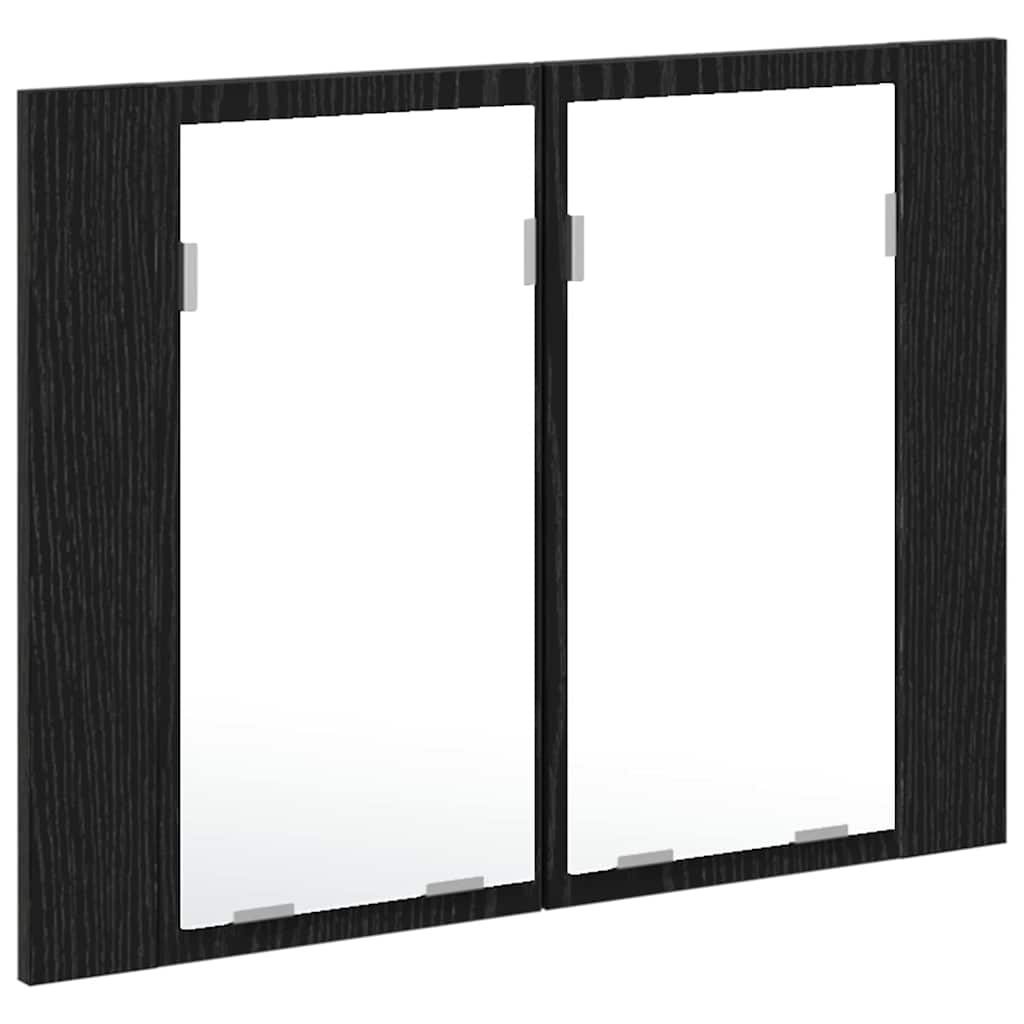 Bathroom Mirror Cabinet Black Oak Effect 60 x 12 x 45 cm