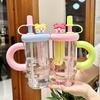 Cartoon Cute Straw Cup Summer Large-Capacity WaterCup High Temperature Resistant Plastic Straw Cups Outdoor Portable Cup