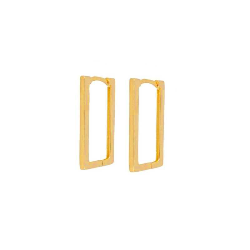 INS Hollow Rectangular Personality Geometric 925 Silver Zircon Gold Plated Hoop Earrings золотой