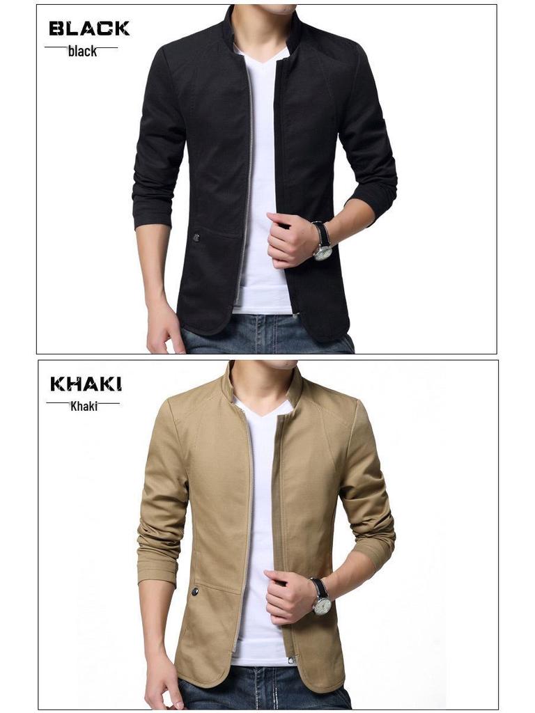 European Autumn Stand-Collar Washed Jacket - Always in Stock
