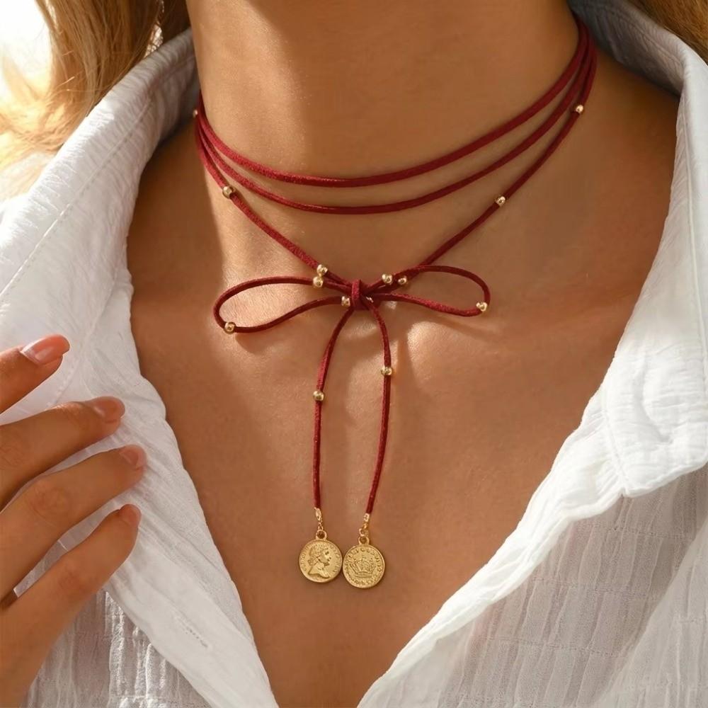 Long Chain Knotted Choker Necklace Y2K Neck Chain Sexy Layered Chain Choker Women